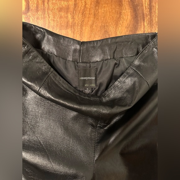 Anonymous John Carlisle Black Leather Pants Bootcut Leg Lined - Picture 5 of 7